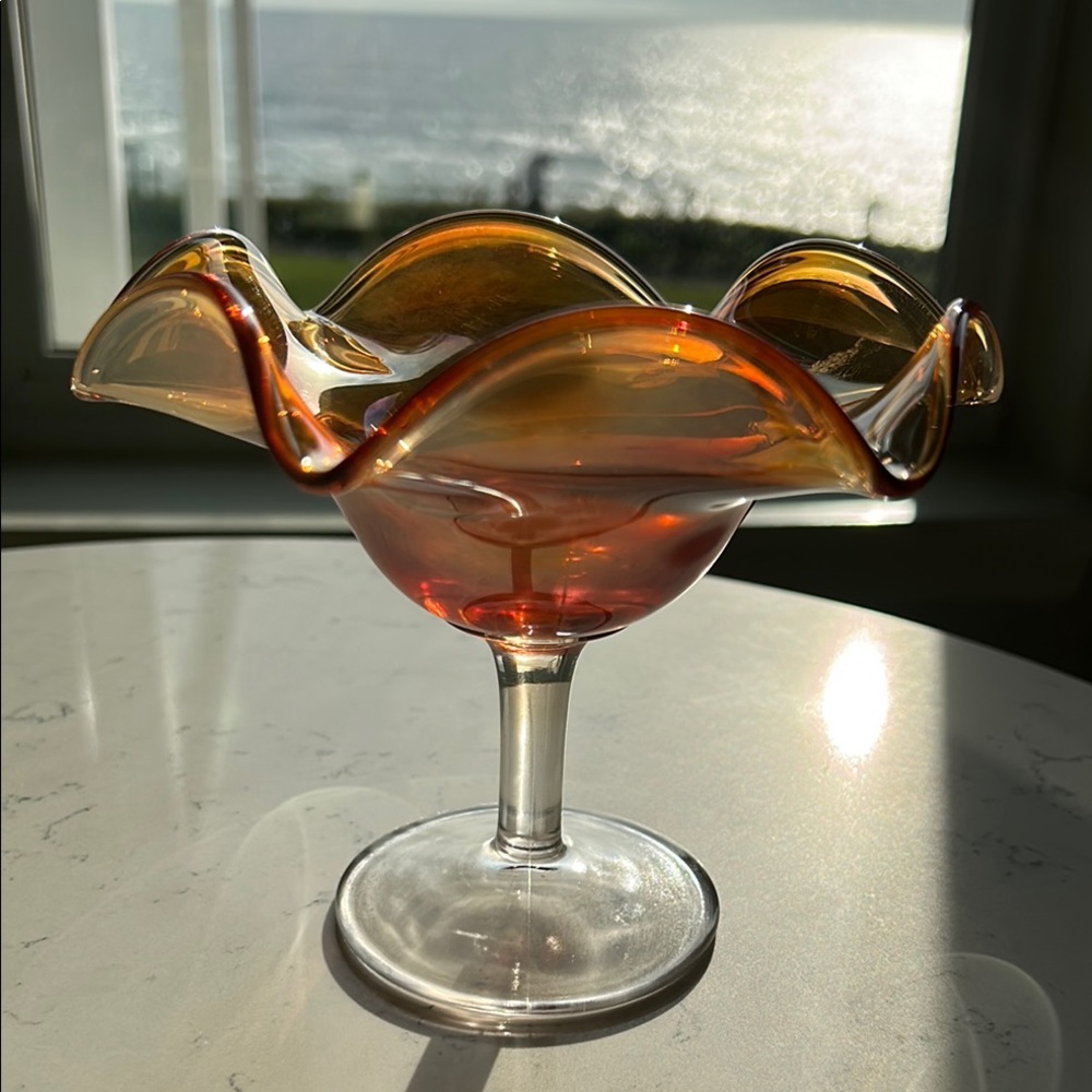 Elegant Amber Candy Dish